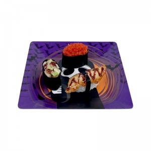 Assiette carrée en mélamine en plastique, motif de mort violet, décoration d'halloween, assiette à Dessert