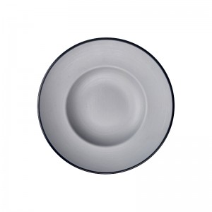 Prato de jantar preto feito sob encomenda ajustado plástico superior dos utensílios de mesa da melamina da forma