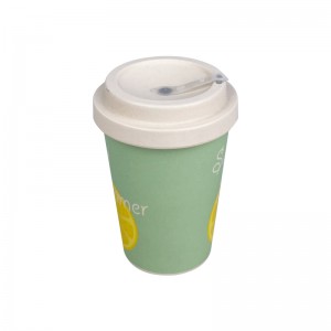 Velkoobchodní BPA free Opakovaně použitelný, biologicky odbouratelný šálek na kávu z bambusového vlákna se silikonovým víčkem