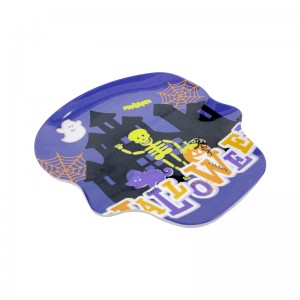 최고 판매자 할로윈 테마 디너 플레이트 고품질 맞춤형 멜라민 박쥐 스파이더 웹 고양이 박쥐 성 유령 접시 도매