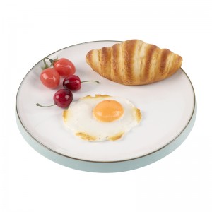 Vaisselle créative en mélamine pour assiettes plates rondes blanches avec plateau doré et à Dessert, vente en gros