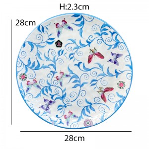 도매 12 PC 새로운 디자인 패턴 식기류 맞춤형 플라스틱 접시 그릇 식기 멜라민 디너 세트