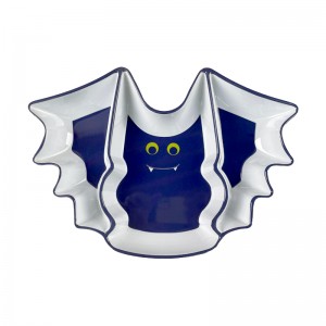 Placa de desenho animado em formato de morcego para crianças Halloween formato exclusivo prato de impressão para jantar