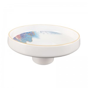 Moderner, schlichter, runder Kuchenständer aus weißem Kunststoff für Tischkuchenwerkzeuge