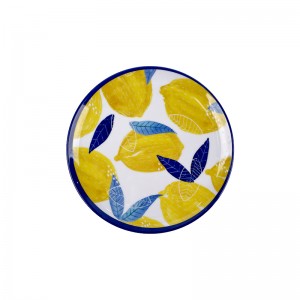 Toptan Yüksek Kalite Özelleştirilmiş Limon tasarım Melamin yemek tabağı Plastik yuvarlak tabak