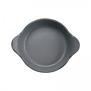 工場卸売販売楕円形のプラスチックのデザート プレートと皿黒色マット表面