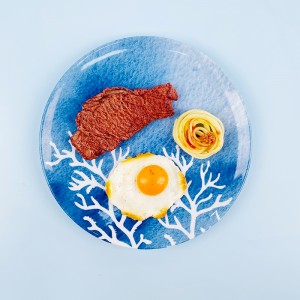 11palcový kulatý tvar oceánský korálový obtisk talíře na mořské plody melaminový kulatý talíř jídelní talíř