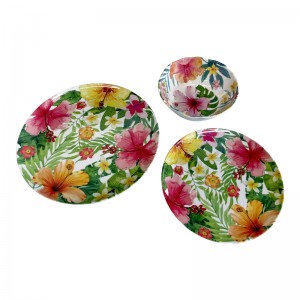 Placa de melamina em forma de flor Placas de jantar de melamina com impressão de flores para cozinha