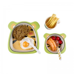귀여운 디자인 호랑이 무늬 대나무 섬유 식기 어린이 저녁 식사 식기 접시 세트