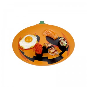 ハロウィンパーティー食器パーティー用品ハロウィンデザート再利用可能なメラミンプレートオレンジパンプキンパーティープレート
