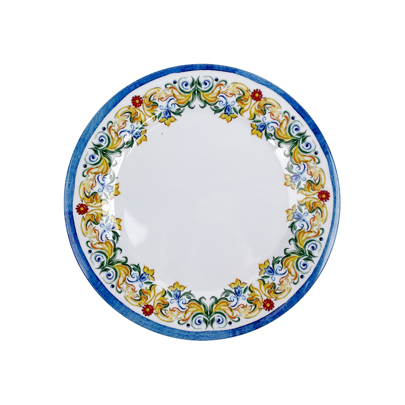 Unique white melamine flower pattern 10 inch dinner plate platter serving dish