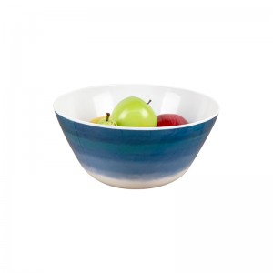 OEM miljøvenlig brugerdefineret farve blå melamin suppe frugtblandingsskåle beholder rund 6 tommer plast frugtsalatskål