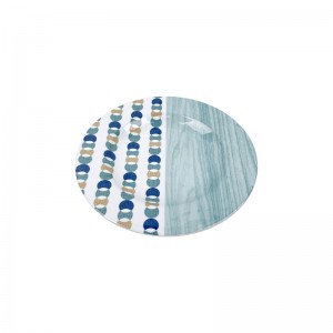 Vaisselle ronde bleue en céramique, plats en plastique pour restauration de Restaurant, assiettes en mélamine incassables pour restaurant à domicile