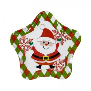 Placa plástica do prato de Santa do Natal em forma de estrela do pentagrama da melamina para a decoração da tabela