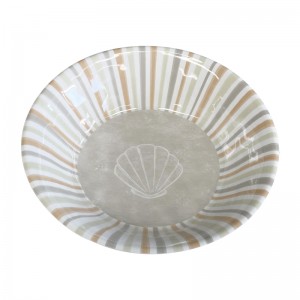로고가 있는 맞춤형 플라스틱 그릇, 식품 안전 멜라민 샐러드 과일용 흰색 줄무늬 그릇 6개
