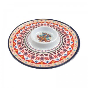 12-дюймовая круглая меламиновая сервировочная тарелка, набор тарелок для закусок, рождественские меламиновые чипсы и тарелки для макания