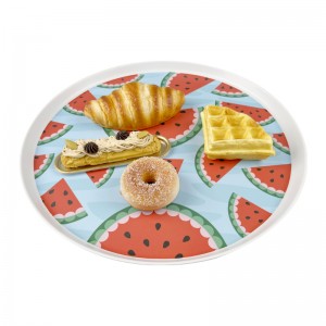 Platos para pastel de sandía con soportes Plato y soporte para pastel de melamina