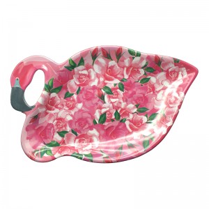 Segurança alimentar Prato de servir de plástico melamínico em formato de flamingo tropical com design ocidental
