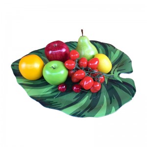 Пластиковая пищевая тарелка в форме зеленого листа, декоративная тарелка