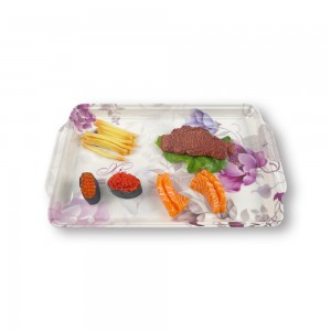 Wholesale New Design Purple Flower Melamine Serving Tray Food Fruits Plate Tea Coffee Trays