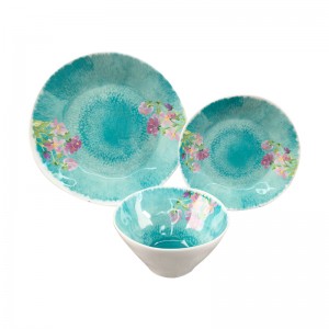 Розовый цветок 3 шт. пластиковая посуда набор тарелка и миска набор для нового дизайна высокотемпературный набор посуды из меламина
