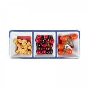 Compartiments en mélamine plateau de fruits cercle récipient alimentaire plateau à puces et à tremper assiette divisée pour petit déjeuner