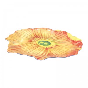 Plaques de chargeur en mélamine en forme de fleur, vente en gros d'usine, plaques de chargeur de couleur