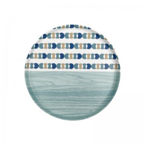 Piatto rotondo in melamina in stile nordico con logo personalizzato bule Factory con superficie lucida per feste domestiche sostenibili