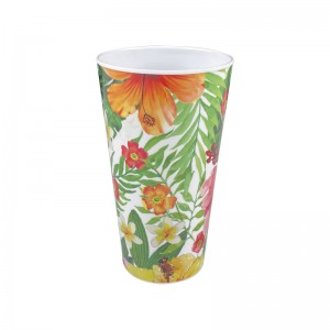 패션 꽃 인쇄 멜라민 플라스틱 음료 용기 컵