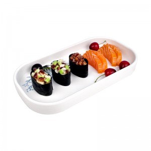 Accueil hôtel Restaurant chinois plats rectangulaires incassables en plastique assiettes à Sushi assiettes en mélamine à motif corail