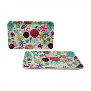 Special Design Widely Used 12 Inches Bamboo Fiber Barware Serving Tray With Dot Pattern