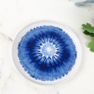 Plastaig melamine Custom Blue Ray Flower Pattern Plate Edge Round