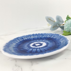 Melamine Plate Plastic Custom Blue Ray Pattern Deep Plate