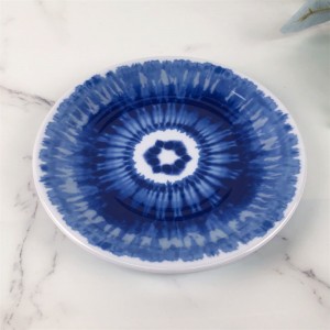 Tiefer Teller aus Melamin-Kunststoff mit individuellem Blue-Ray-Muster