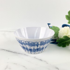 Melamine Plastic Custom Blue Ray Pattern Outside Round Soup Bowl