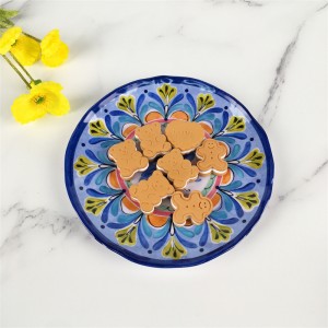 プラスチックアクアブルー花柄モダンベストセラーメラミンエレガントホーム食器セット