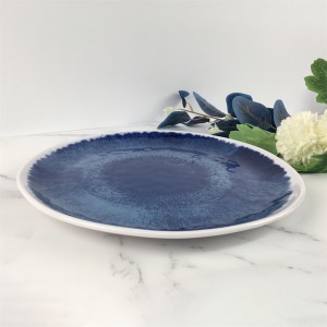Melamine Plate Plastic Oanpaste Blue Kiln Change Pattern Plate