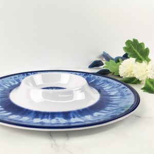 Melamine Plate Plastic Oanpaste Blue Pattern Chip En Dip