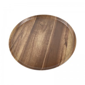 Langlebiges Serviertablett aus 100 % A5-Melamin-Holz im Großhandel mit farbigem Design, kundenspezifisches Kunststofftablett zum Servieren von Speisen im Restaurant