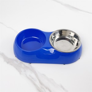 Alimentador de aço inoxidável para tigela de gato e cachorro orgânico azul com almofada antiderrapante Hoopet personalizada