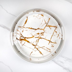 Manufacture Wholesale Luxury White Marble  design Serving Tray Latest Elegant For Nordic melamine Trays