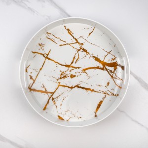 Производство оптом Роскошный белый мраморный дизайн Поднос для сервировки Последний элегантный для скандинавских меламиновых подносов