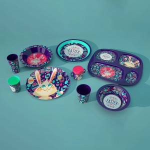 Детская столовая посуда из меламина с мультяшным принтом Меламиновый столовый набор Детские тарелки Чашки Детская столовая