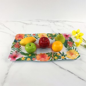 Placa de safata rectangular de melamina de plàstic elegant selva tropical amb patró floral de flamenc amb vora irregular