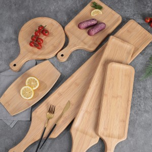 Custom Melamine Tableware Wooden Pattern Simple Pizza Western Steak Plate Chopping Board diu manubrio lance