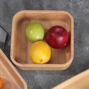 Custom Melamine Tableware Wooden Pattern Simple Light Color Rectangular Square Tray Lunch Box Bowl Set