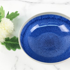 Melamine Plastic Custom Kiln Change Pattern Blue Round Soup Bowl