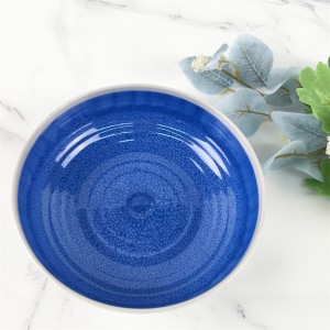 Melamine Plastic Custom Blue Kiln Change Wave Ripples Pattern Round Bowl