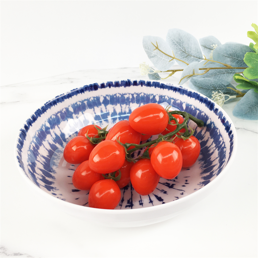 Melamine Plastic Custom Blue Ray Pattern Round Soup Bowl Featured Image