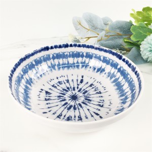Melamine Plastic Custom Blue Ray Pattern Round Soup Bowl